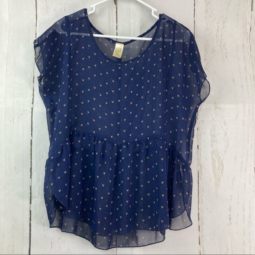 Blue & gold sheer blouse